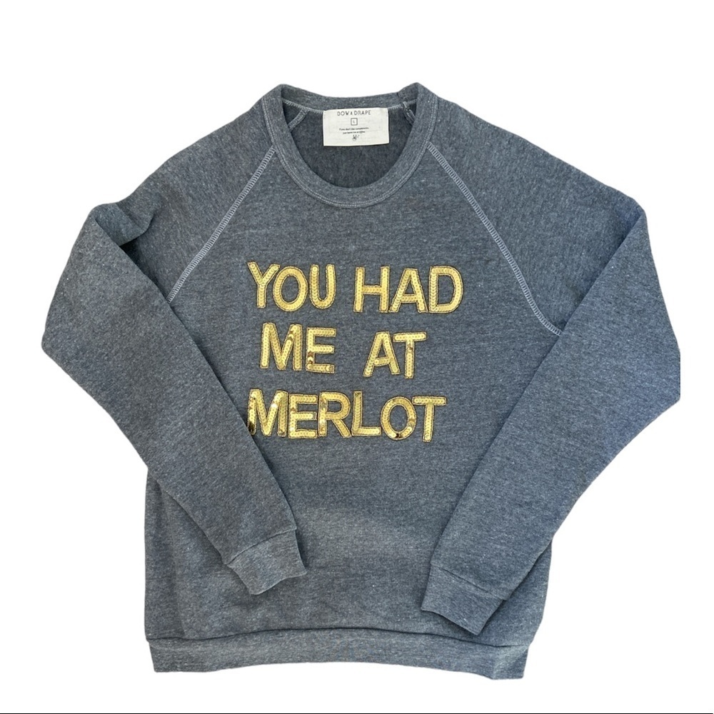 Bow& Drape hand sewn sequin sweatshirt Size L Grey